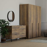 Comoda Adore Oryana, 3 sertare, Alb - Nuc, 140x81x44 cm - Nuc