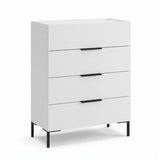 Comoda Adore Oryana, 4 sertare, Alb - Nuc - Stejar, 80x104x44 cm - Alb