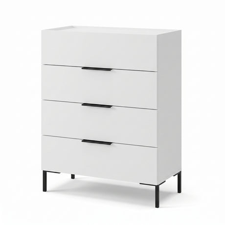 Comoda Adore Oryana, 4 sertare, Alb - Nuc, 80 x 104 x 44 cm