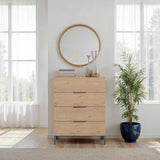 Comoda Adore Oryana, 4 sertare, Alb - Nuc - Stejar, 80x104x44 cm - Stejar