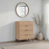 Comoda Adore Oryana, 4 sertare, Alb - Nuc - Stejar, 80x104x44 cm - Stejar