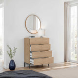 Comoda Adore Oryana, 4 sertare, Alb - Nuc - Stejar, 80x104x44 cm - Stejar