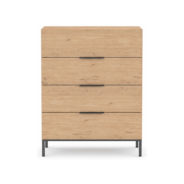 Comoda Adore Oryana, 4 sertare, Alb - Nuc - Stejar, 80x104x44 cm
