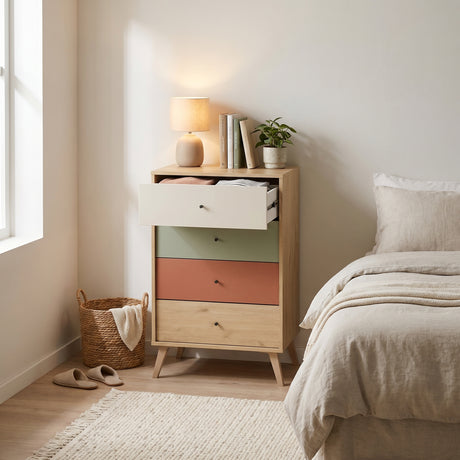 Comoda Adore Tiffany, 4 sertare, Multicolor, 60 x 99 x 44 cm