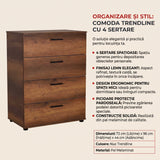 Comoda Adore Trendline, 4 sertare, Alb - Nuc, 73x96x44 cm - Nuc