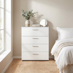 Comoda Adore Trendline, 4 sertare, Alb - Nuc, 73x96x44 cm
