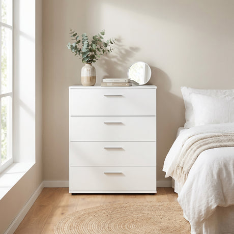 Comoda Adore Trendline, 4 sertare, Alb - Nuc, 73x96x44 cm