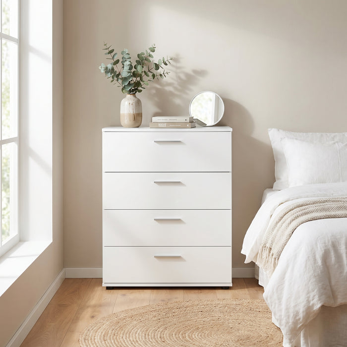 Comoda Adore Trendline, 4 sertare, Alb - Nuc, 73x96x44 cm