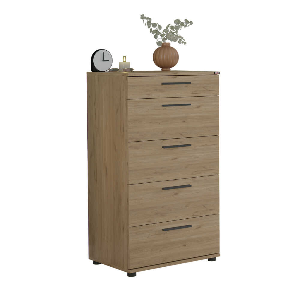Comoda Adore Trendline cu 5 sertare, Stejar, 60x108x44 cm