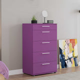 Comoda Adore Trendline cu 5 sertare, Alb - Maro - Stejar - Mov, 60x108x44 cm - Mov
