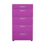 Comoda Adore Trendline cu 5 sertare, Alb - Maro - Stejar - Mov, 60x108x44 cm - Mov