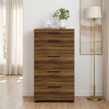 Comoda Adore Trendline cu 5 sertare, Alb - Maro - Stejar - Mov, 60x108x44 cm - Maro