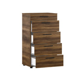 Comoda Adore Trendline cu 5 sertare, Alb - Maro - Stejar - Mov, 60x108x44 cm - Maro