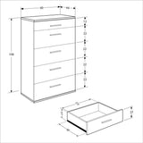 Comoda Adore Trendline cu 5 sertare, Alb - Maro - Stejar - Mov, 60x108x44 cm - Maro