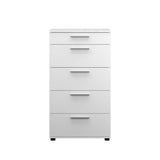 Comoda Adore Trendline cu 5 sertare, Alb - Maro - Stejar - Mov, 60x108x44 cm - Alb