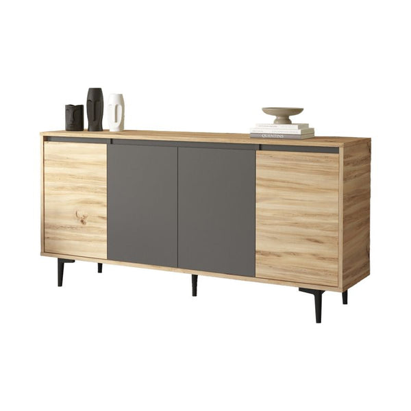Comoda Augusta, stejar-antracit, 160x40x78 cm