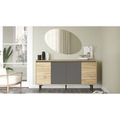 Comoda Augusta, stejar-antracit, 160x40x78 cm, perspectiva suplimentara