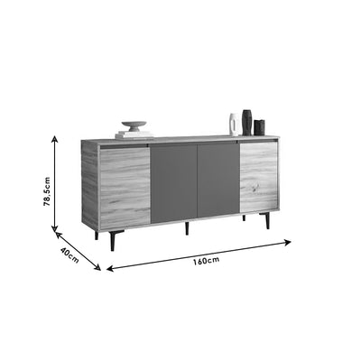 Comoda Augusta, stejar-antracit, 160x40x78 cm, foto produs 6