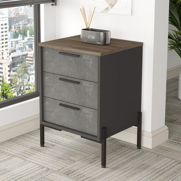 Comoda Birou - Rollbox cu 3 sertare Scandinav, Maro, 54x70x45 cm