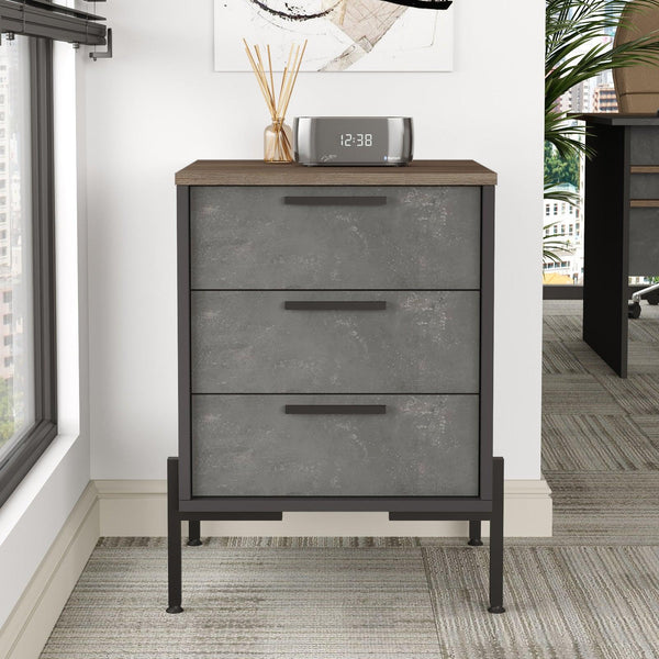 Comoda Birou - Rollbox cu 3 sertare Scandinav, Maro, 54x70x45 cm