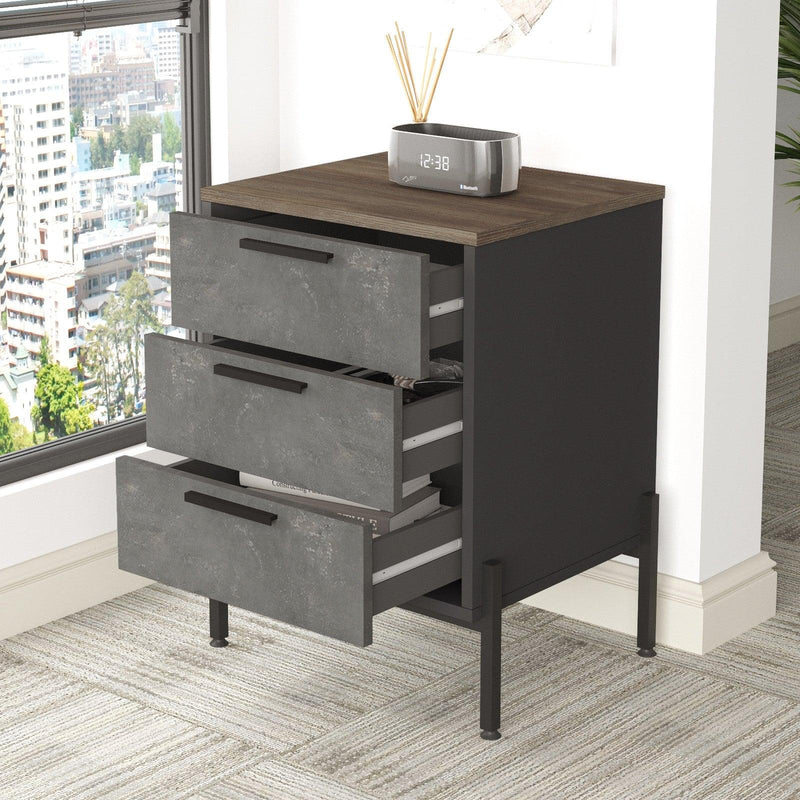 Comoda Birou - Rollbox cu 3 sertare Scandinav, Maro, 54 x 70 x 45 cm