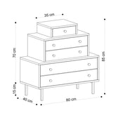 Comoda Bodrum cu 5 sertare, Stejar, 80 x 85 x 40 cm