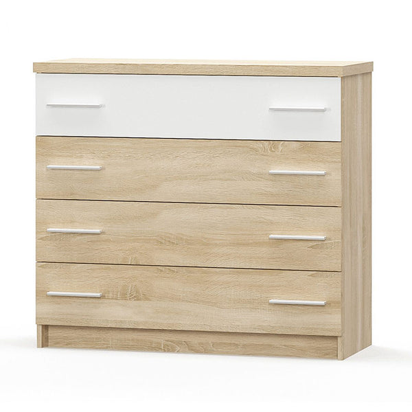Comoda cu 4 sertare Geneva, Alb, 103x40x92 cm