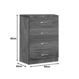 Comoda cu 4 sertare Killian, Sonoma - Wenge, 80x40x80 cm - Nuc