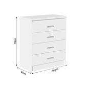 Comoda cu 4 sertare Olympus, Alba, 80x40x95 cm, perspectiva suplimentara