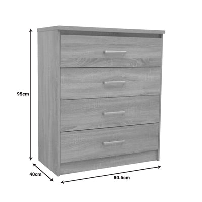 Comoda cu 4 sertare Olympus, stejar deschis, 80x40x95 cm, foto produs