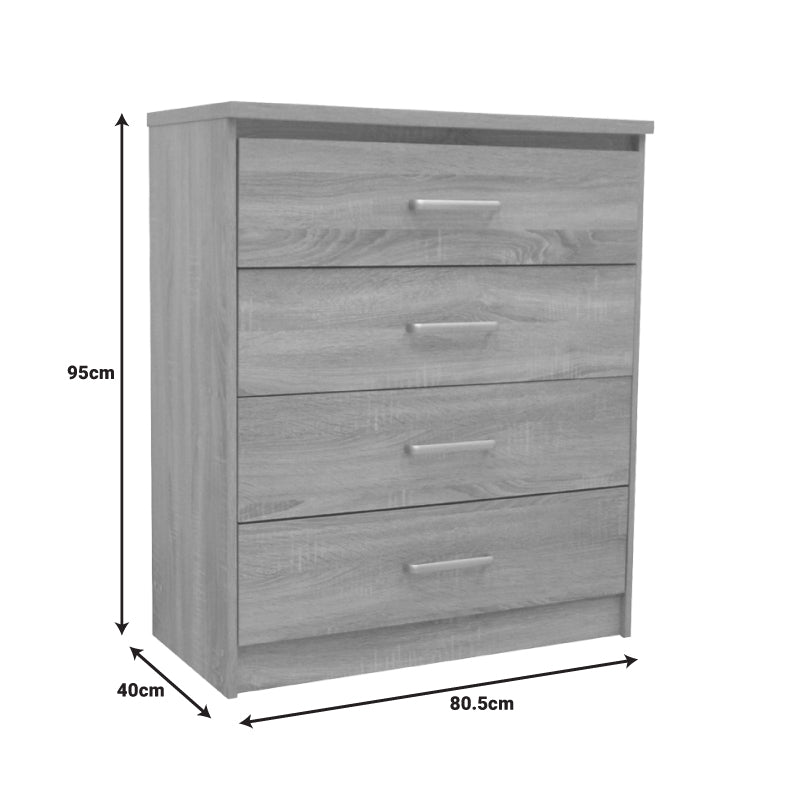 Comoda cu 4 sertare Olympus, stejar deschis, 80x40x95 cm, foto produs