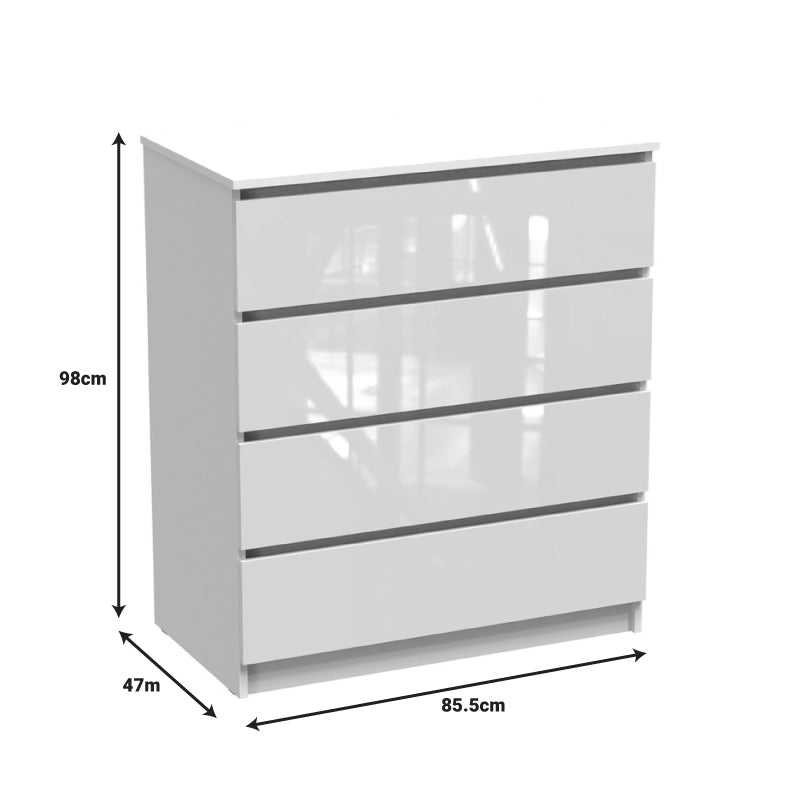 Comoda Dicama mdf, Alb, 86x47x98 cm, perspectiva suplimentara