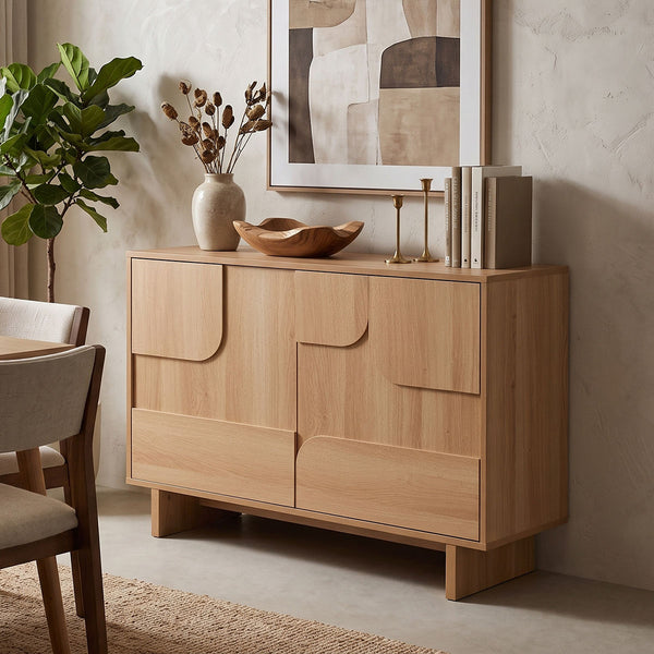 Comoda Jenfia, MDF, Natural, 102x39x76 cm