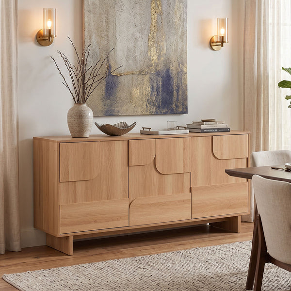 Comoda Jenfia, MDF, Natural, 150x39x76 cm