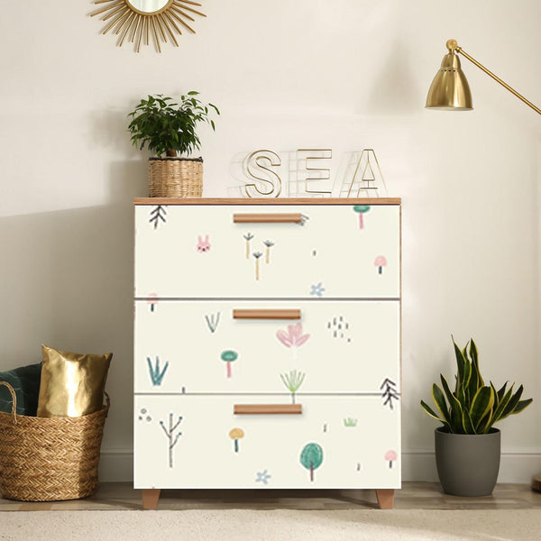 Comoda Leva Gravis Colorblock Dresser, Atlantic Pine White - Stejar, 43x95x80 cm