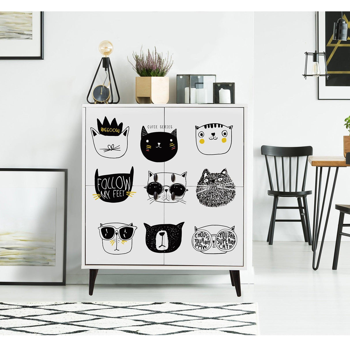 Comoda Multilux Cats, Alb, 36x111x95 cm