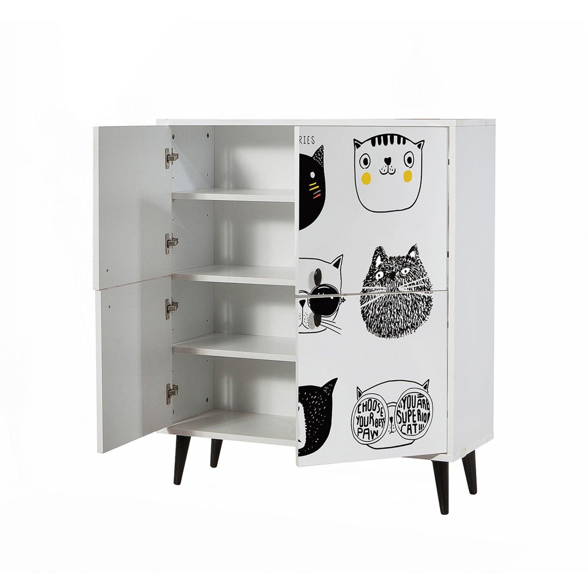 Comoda Multilux Cats, Alb, 36x111x95 cm