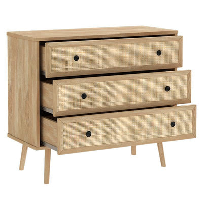 Comoda Oslo cu 3 sertare, Sonoma, 90x39x79 cm, detaliu produs