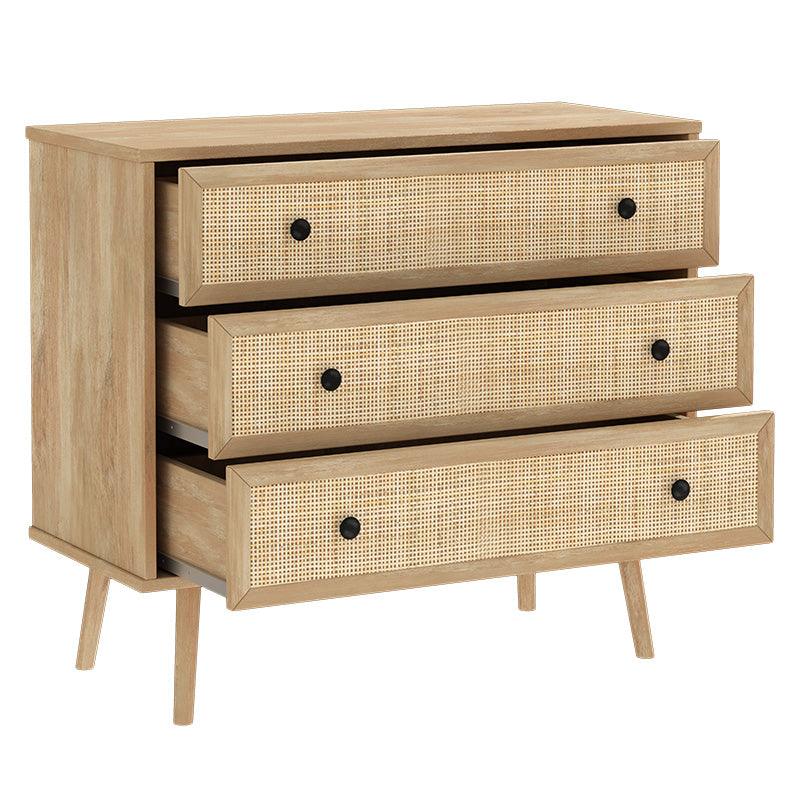 Comoda Oslo cu 3 sertare, Sonoma, 90x39x79 cm, detaliu produs