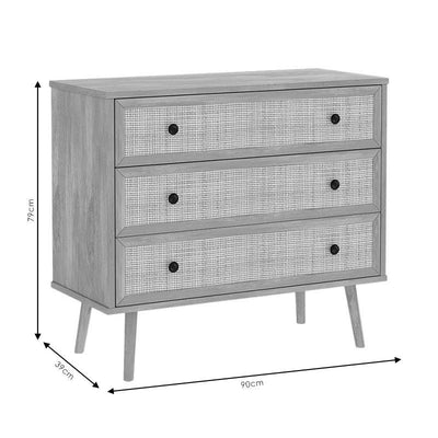 Comoda Oslo cu 3 sertare, Sonoma, 90x39x79 cm, foto produs