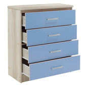 Comoda pentru copii cu 4 sertare Sertar Looney, castillo-albastru, 80x40x95 cm, detaliu produs