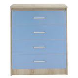 Comoda pentru copii cu 4 sertare Sertar Looney, castillo-albastru, 80x40x95 cm