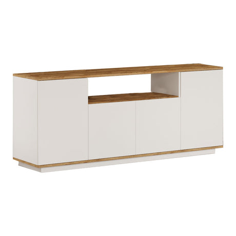 Comoda Placefol, alb - natural, 180x44x75 cm