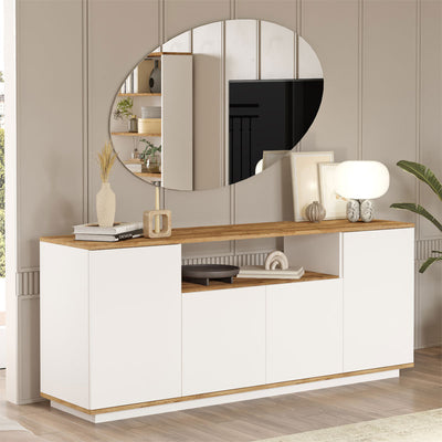 Comoda Placefol, alb - natural, 180x44x75 cm, imagine suplimentara