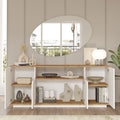 Comoda Placefol, alb - natural, 180x44x75 cm, detaliu produs
