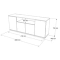 Comoda Placefol, alb - natural, 180x44x75 cm, perspectiva suplimentara