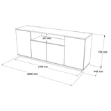 Comoda Placefol, alb - natural, 180x44x75 cm