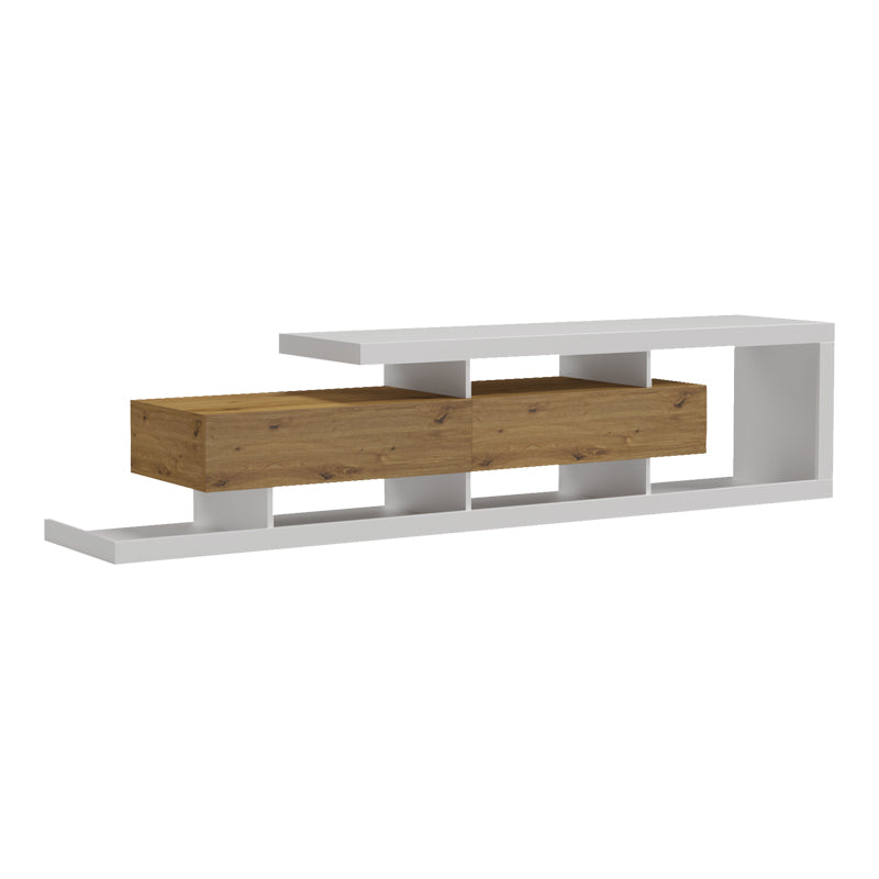 Comoda TV Arbero, 198x40x45 cm - Alb-Stejar
