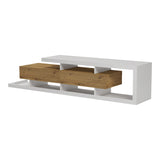 Comoda TV Arbero, 198x40x45 cm - Alb-Stejar