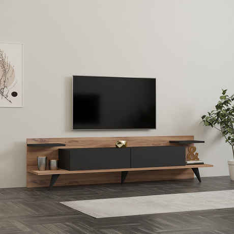 Comoda TV Astry, Antracit-Nuc - Antracit-Stejar, 180x37x45 cm